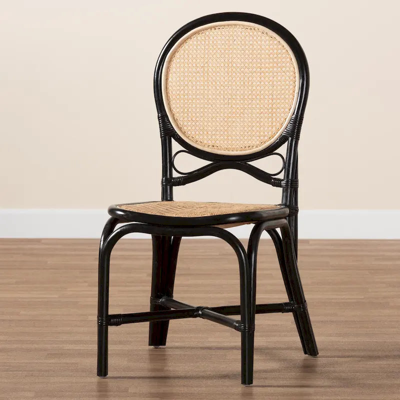 Mid-Century Modern Handcrafted Natural Rattan Dining Chair — Boho Style