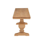 63-Inch Solid Pine Wood Dining Bench — Rustic Natural Finish, Double Pedestal