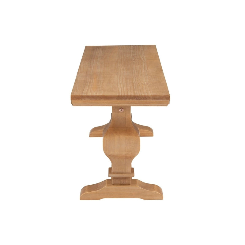63-Inch Solid Pine Wood Dining Bench — Rustic Natural Finish, Double Pedestal