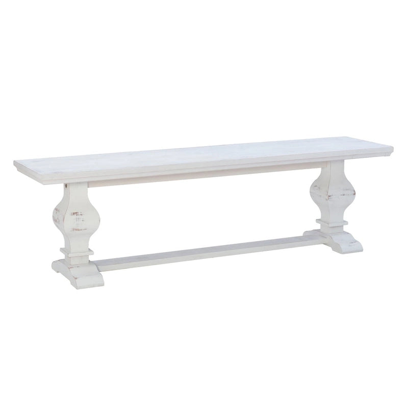 63-Inch Solid Pine Wood Dining Bench — Rustic Natural Finish, Double Pedestal