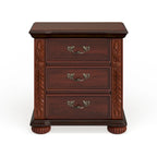 Traditional Cherry Solid Wood 3-Drawer Nightstand with Carved Detail
