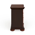 Traditional Cherry Solid Wood 3-Drawer Nightstand with Carved Detail