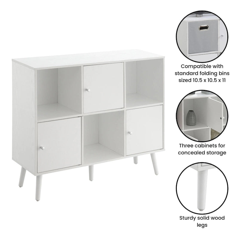Xtra Storage Cube Organizer Sideboard Console Table with 3 Cubbies and 3 Cabinets