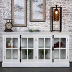 White Oak 4-Door Media Console with Glass Doors — 72x17x36 Inches
