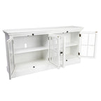 White Oak 4-Door Media Console with Glass Doors — 72x17x36 Inches