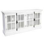 White Oak 4-Door Media Console with Glass Doors — 72x17x36 Inches