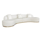 Curved Sculptural Sofa with 3 Pillows — Pet-Friendly Polyester, White or Grey