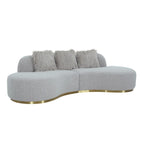 Curved Sculptural Sofa with 3 Pillows — Pet-Friendly Polyester, White or Grey