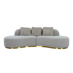 Curved Sculptural Sofa with 3 Pillows — Pet-Friendly Polyester, White or Grey