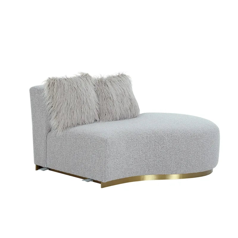 Curved Sculptural Sofa with 3 Pillows — Pet-Friendly Polyester, White or Grey