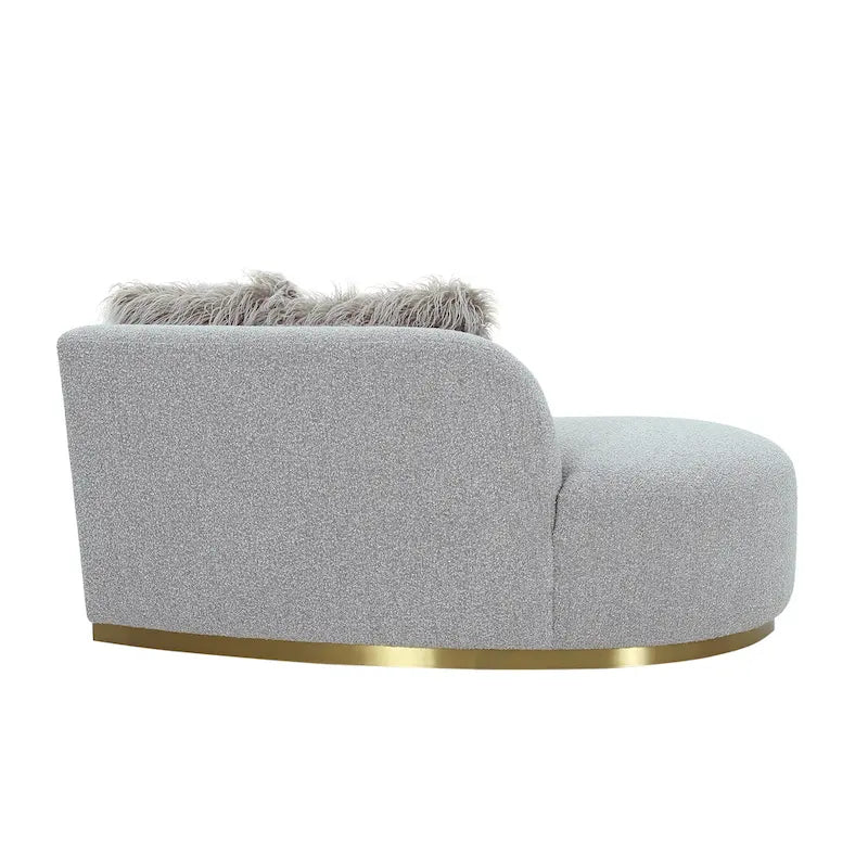 Curved Sculptural Sofa with 3 Pillows — Pet-Friendly Polyester, White or Grey