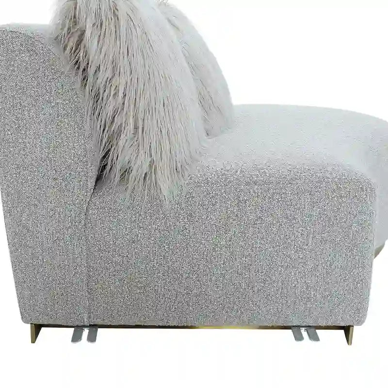 Curved Sculptural Sofa with 3 Pillows — Pet-Friendly Polyester, White or Grey