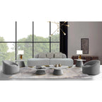 Curved Sculptural Sofa with 3 Pillows — Pet-Friendly Polyester, White or Grey