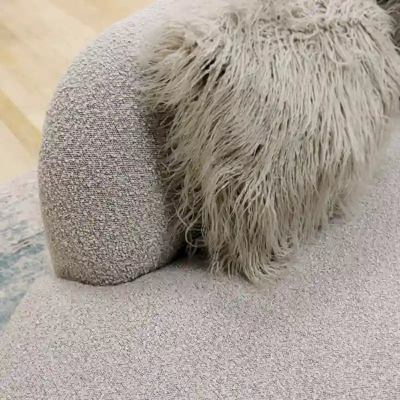 Curved Sculptural Sofa with 3 Pillows — Pet-Friendly Polyester, White or Grey