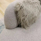 Curved Sculptural Sofa with 3 Pillows — Pet-Friendly Polyester, White or Grey