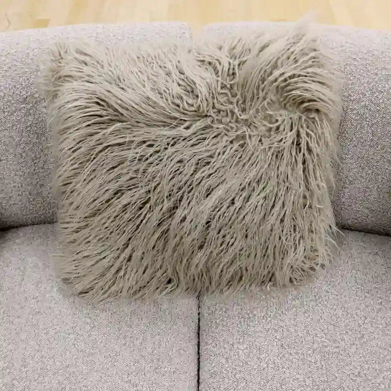 Curved Sculptural Sofa with 3 Pillows — Pet-Friendly Polyester, White or Grey