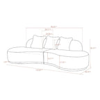 Curved Sculptural Sofa with 3 Pillows — Pet-Friendly Polyester, White or Grey