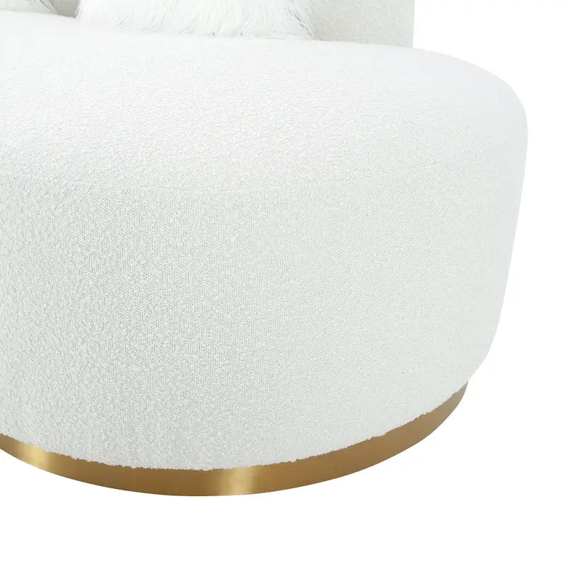 Curved Sculptural Sofa with 3 Pillows — Pet-Friendly Polyester, White or Grey
