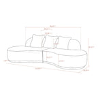 Curved Sculptural Sofa with 3 Pillows — Pet-Friendly Polyester, White or Grey