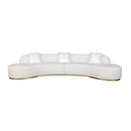 Curved Sculptural Sofa with 3 Pillows — Pet-Friendly Polyester, White or Grey