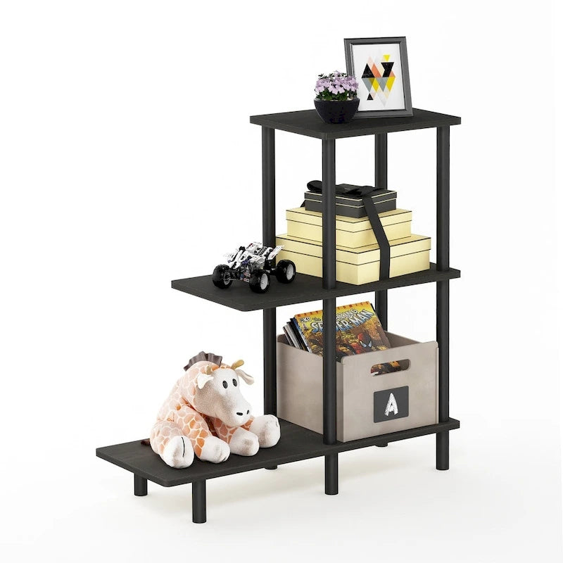 3-Tier Tall Sofa Side Table — No-Tool Assembly, Espresso/Black