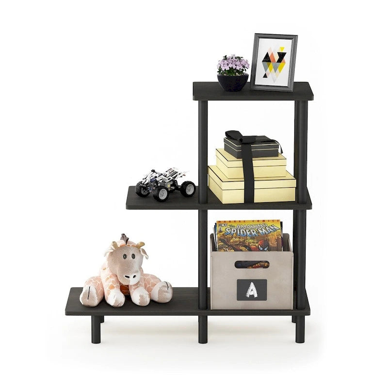 3-Tier Tall Sofa Side Table — No-Tool Assembly, Espresso/Black