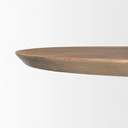 60-Inch Round Solid Wood Dining Table — Light Brown Beveled Sculpted Base