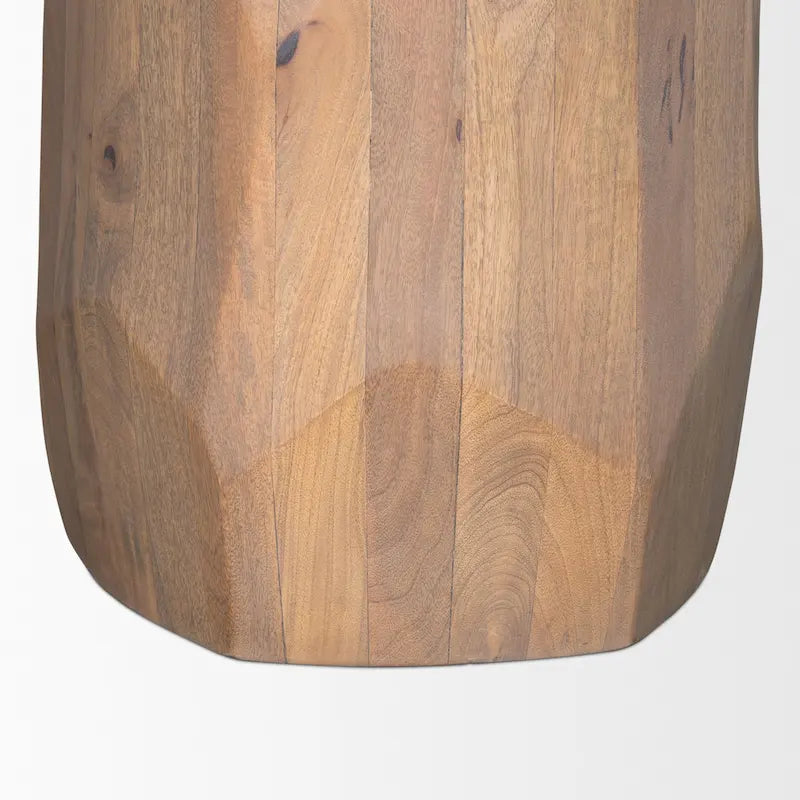 60-Inch Round Solid Wood Dining Table — Light Brown Beveled Sculpted Base