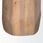 60-Inch Round Solid Wood Dining Table — Light Brown Beveled Sculpted Base