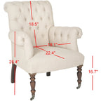 True Taupe Tufted Club Chair — Edwardian-Inspired Linen Blend Armchair