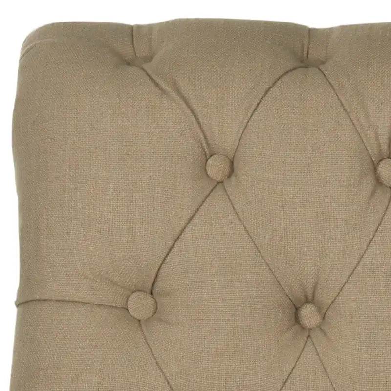 True Taupe Tufted Club Chair — Edwardian-Inspired Linen Blend Armchair