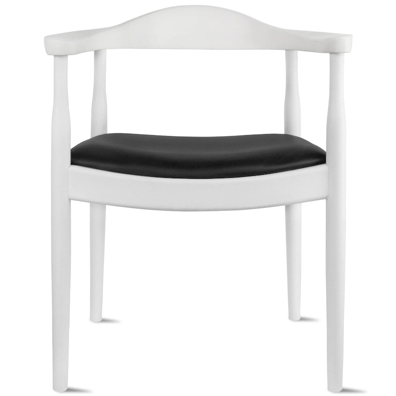 Solid Oak Faux Leather Dining Armchair — Minimalist Design, No Assembly