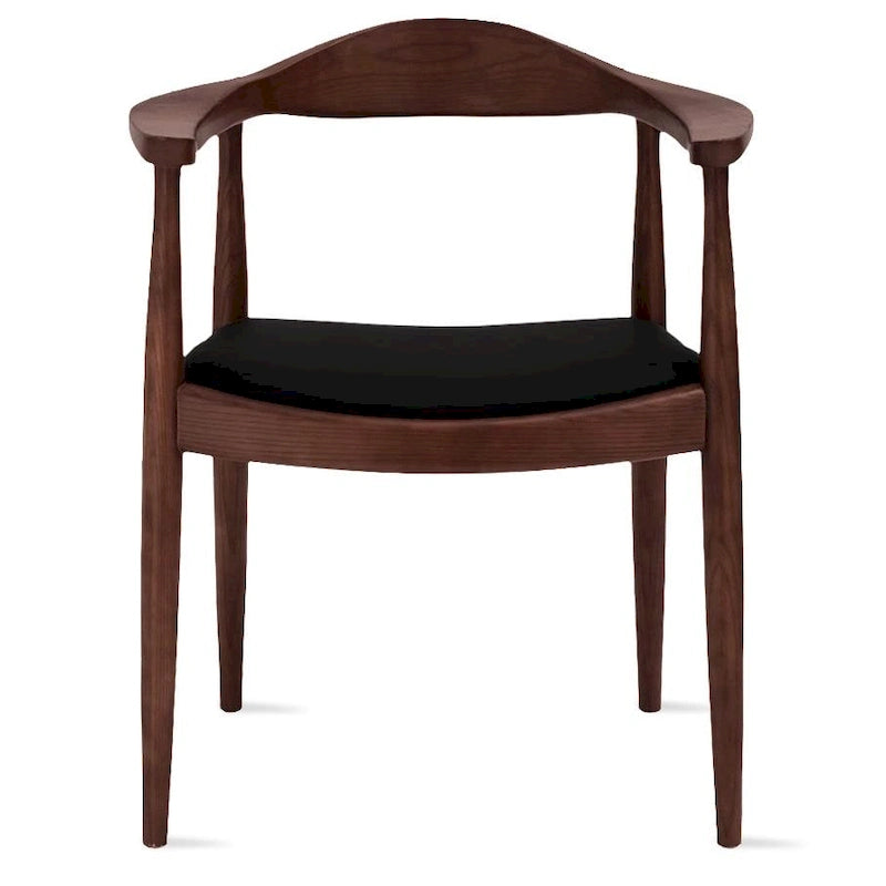 Solid Oak Faux Leather Dining Armchair — Minimalist Design, No Assembly