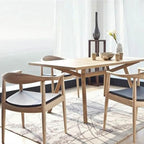 Solid Oak Faux Leather Dining Armchair — Minimalist Design, No Assembly