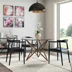 Solid Oak Faux Leather Dining Armchair — Minimalist Design, No Assembly
