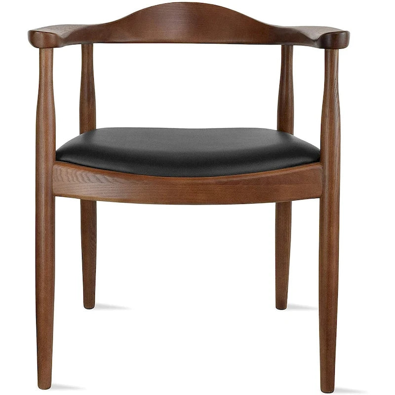 Solid Oak Faux Leather Dining Armchair — Minimalist Design, No Assembly