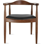 Solid Oak Faux Leather Dining Armchair — Minimalist Design, No Assembly