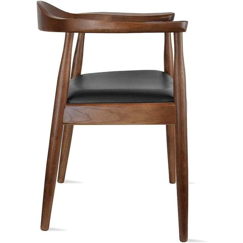 Solid Oak Faux Leather Dining Armchair — Minimalist Design, No Assembly