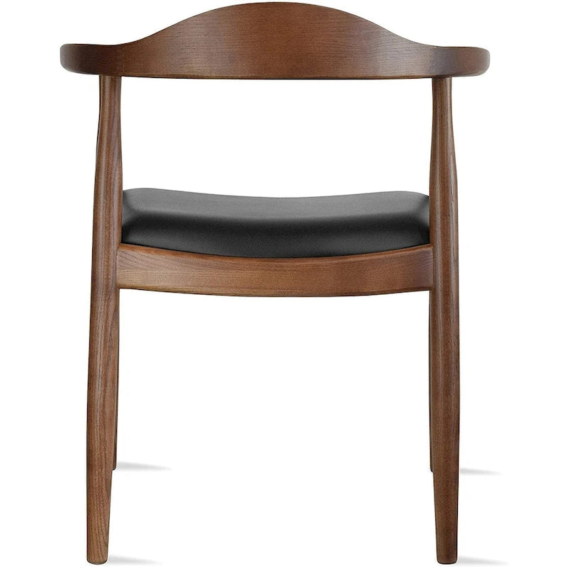 Solid Oak Faux Leather Dining Armchair — Minimalist Design, No Assembly