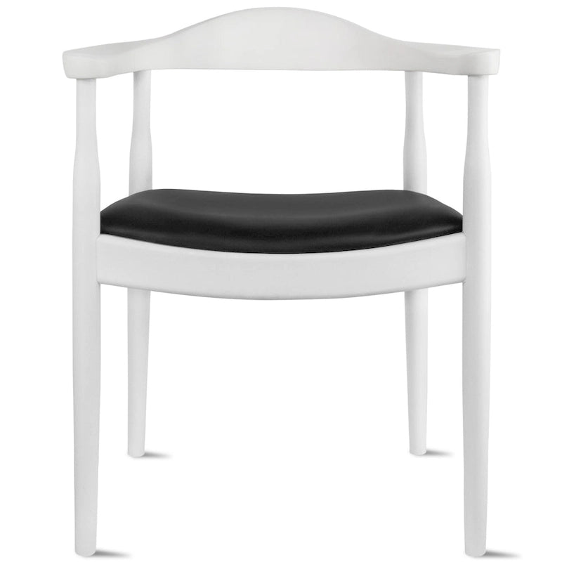 Solid Oak Faux Leather Dining Armchair — Minimalist Design, No Assembly