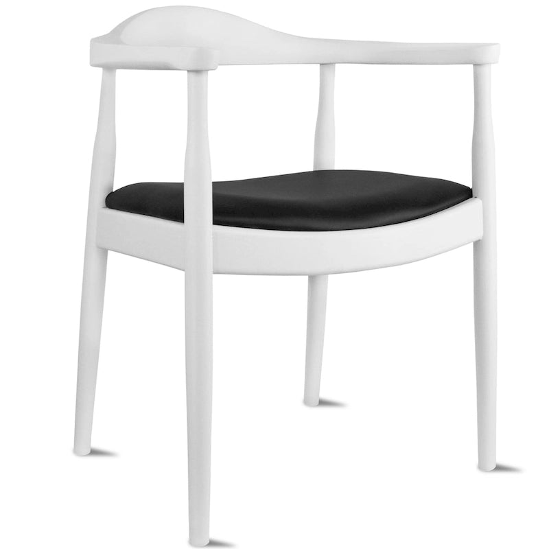 Solid Oak Faux Leather Dining Armchair — Minimalist Design, No Assembly