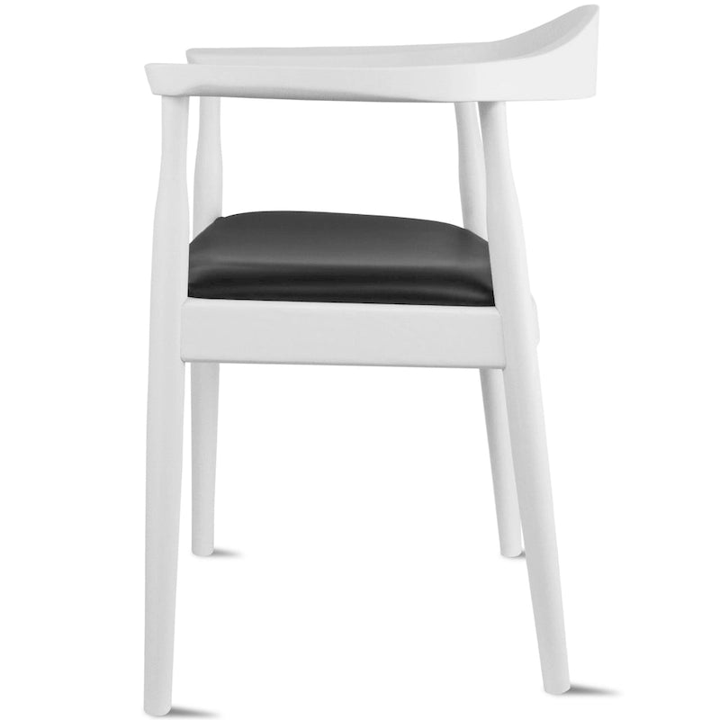 Solid Oak Faux Leather Dining Armchair — Minimalist Design, No Assembly