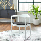Solid Oak Faux Leather Dining Armchair — Minimalist Design, No Assembly