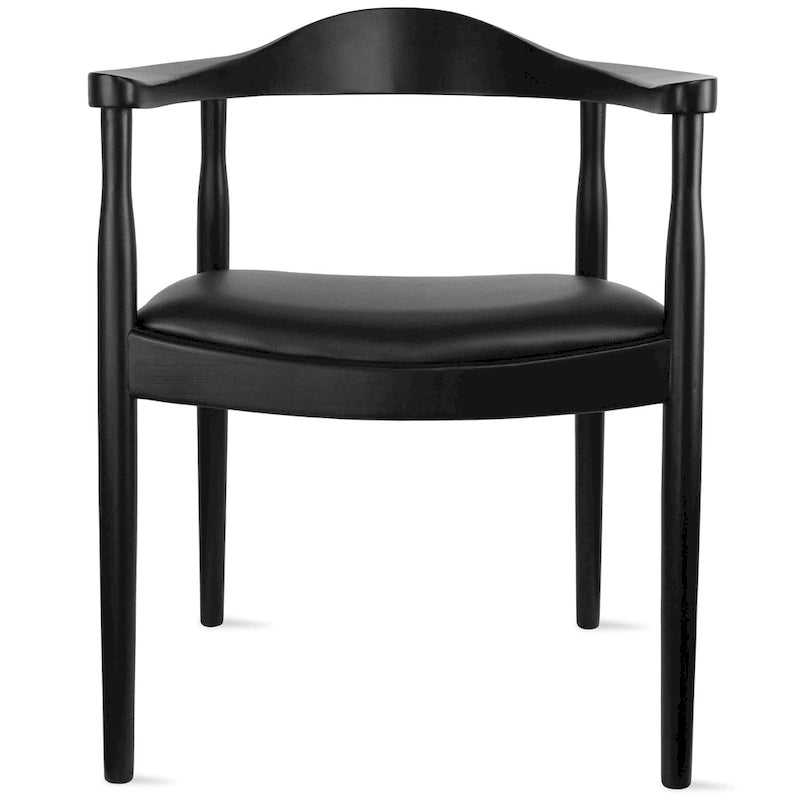 Solid Oak Faux Leather Dining Armchair — Minimalist Design, No Assembly