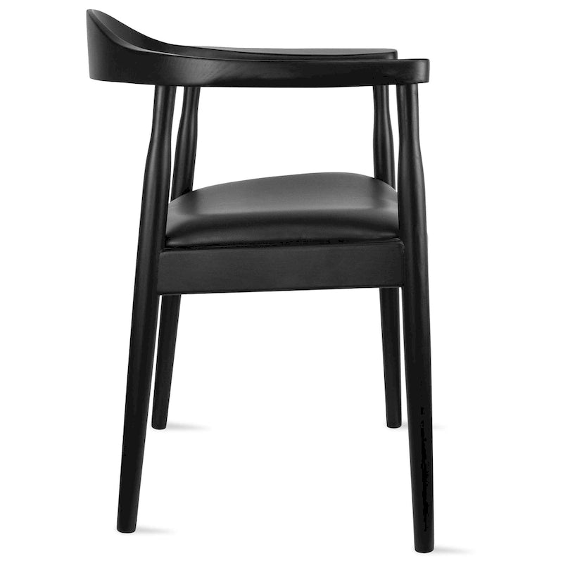 Solid Oak Faux Leather Dining Armchair — Minimalist Design, No Assembly