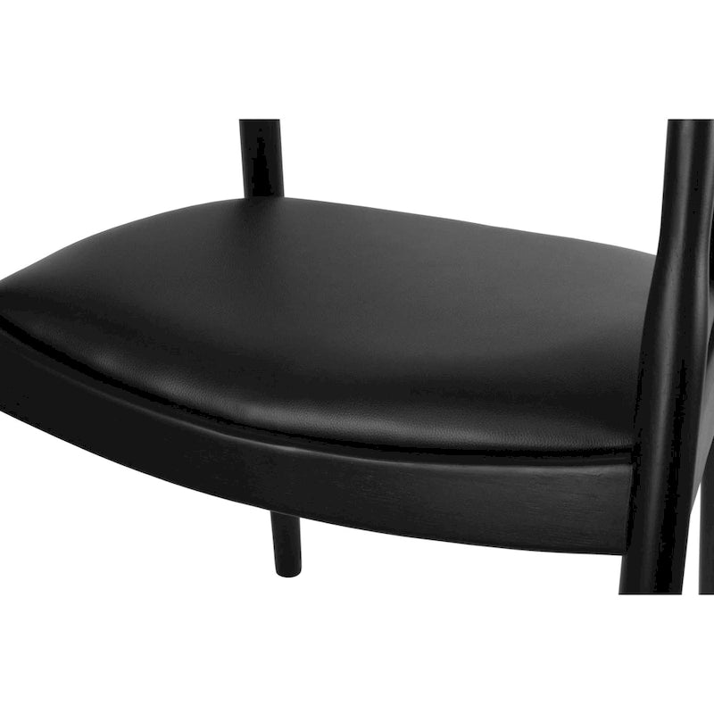 Solid Oak Faux Leather Dining Armchair — Minimalist Design, No Assembly