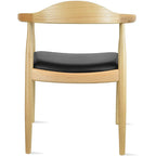 Solid Oak Faux Leather Dining Armchair — Minimalist Design, No Assembly