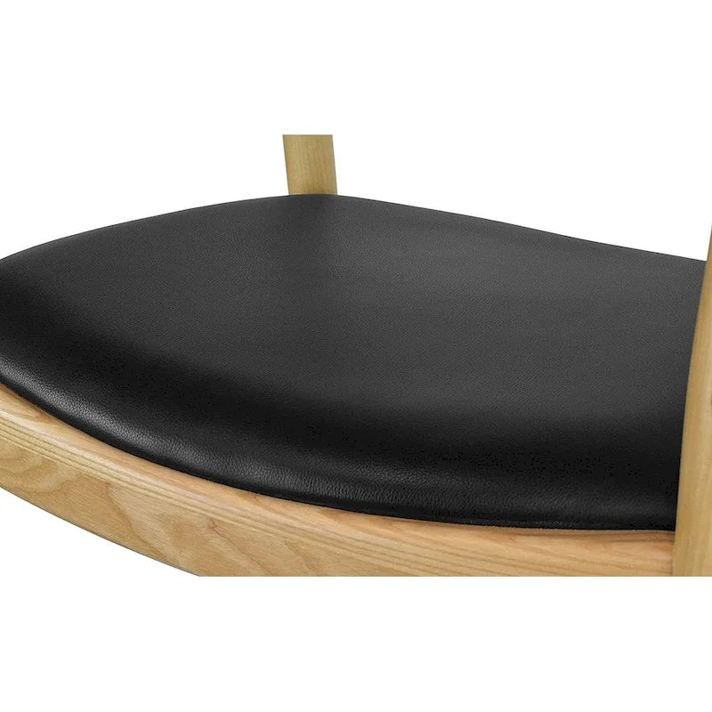 Solid Oak Faux Leather Dining Armchair — Minimalist Design, No Assembly