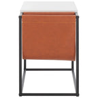 Industrial Side Table with Wooden Top & Black Metal Base — 22x14x20 Inches