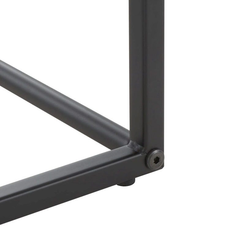 Industrial Side Table with Wooden Top & Black Metal Base — 22x14x20 Inches